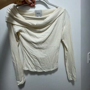 Reformation Cream Cowl Neck Knit Top